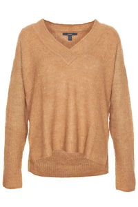 Esprit Wollpullover Alpaka Damen Strickpullover Grobstrick V Ausschnitt Braun - Picture 1 of 5