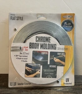 Chrome Finish Auto Body Molding Interior Exterior Trim Flexible 18 Feet x 1/2” - Picture 1 of 11