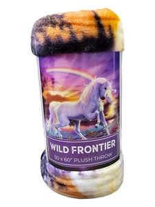 "NEU Wild Frontier Plüsch Werfen Wildnis majisches Einhorn mehrfarbig 50"" x 60" - Bild 1 von 7