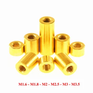 Brass Round Standoff Pillar Nut M1.6/1.8/2/2.5/3/3.5 Female Threaded Stud Spacer - Picture 1 of 8