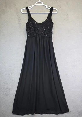 Vintage Robbie Bee Dress Women 8 Whimsigoth Fairy Grunge Black Maxi Chiffon Prom - Image 1 of 4