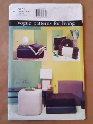 VOGUE PATTERN - 7374 HOME DECOR OTTOMAN CUBE CUSHION THROW PILLOW UNCUT - Image 1 of 2