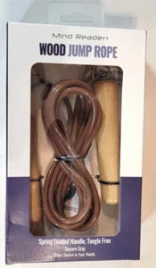 MIND READER 10FT TANGLE FREE WOOD JUMP ROPE W/SPRING-LOADED HANDLE & SECURE GRIP - Picture 1 of 9