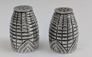 Set shaker sale e pepe giapponese argento sterling 950 "CORN COB" antico - Foto 1 di 3