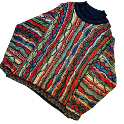 COOGI 3D Knit Herren Mock Neck Cardigan Pullover Gr.M Australia used #V4543 - Bild 1 von 4