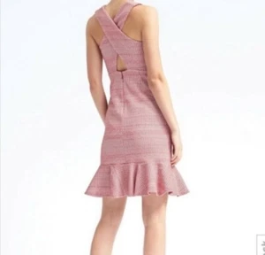 Nwt Banana Republic Red Jacquard Crossback Sleeveless Knee Length Dress 12 - Picture 1 of 12