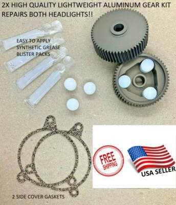 Corvette 1988-1996 Headlight Motor Repair Kit Aluminum Gear 2X +Instructions - Image 1 of 4