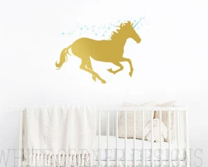 Unicorn Wall Decal, Vinyl Wall Decal, Unicorn Decal, Kids Wall Decal ga50 - Picture 1 of 6
