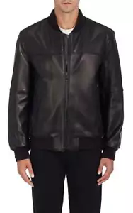 Barneys New York Leather Baseball Jacket sz Medium M bomber retail $750 barney's - Picture 1 of 6
