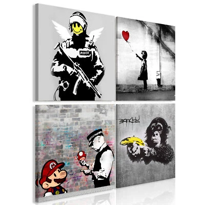Banksy Streetart Graffiti VLIES LEINWAND DEKO BILDER WANDBILD XXL WOHNZIMMER - Bild 1 von 3