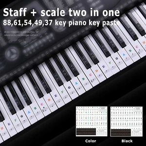 Pegatina de piano teclado gráfico de notas musicales calcomanía extraíble 49,37,54,61 u 88 teclas - Imagen 1 de 14