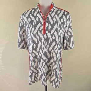 Tail Womens Top XL Black White Short Sleeve 1/4 Zip Up Golf Polo Shirt - Picture 1 of 12