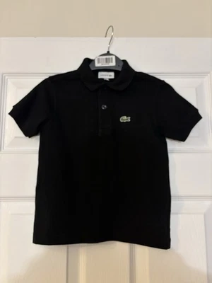 Boys Black Lacoste Polo T-shirt Age 4 Years Worn Once Excellent Condition - Image 1 of 4