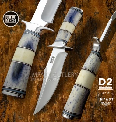 Model # 5773 Impact Cutlery Custom Bowie Knife with D2 Steel Blade Camel Bone - Image 1 of 4