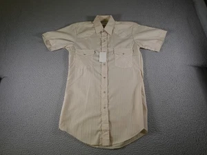 Vintage Western Pearl Snap Shirt Mens Medium 15 Beige Cowboy Rodeo Ranch 90s - Picture 1 of 11