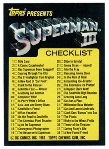 Checklist (Trading Card) - Superman III - 1983 Topps # 99 Mint - Picture 1 of 2