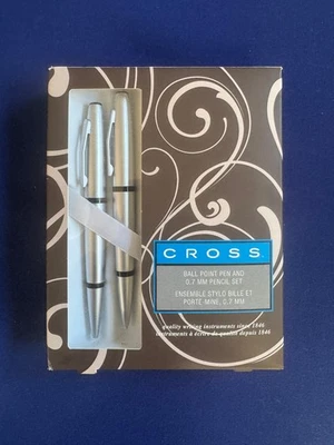 Juego de regalo bolígrafo y lápiz torpedo cruzado - Cromo satinado | NUEVO • AT0571-1 Foto 1 de 4