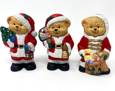 Набор из 3 Санта плюшевый медведь рождественские фигурки с елкой, подарки, игрушка мешок новая коробка - Изображение 1 из 4