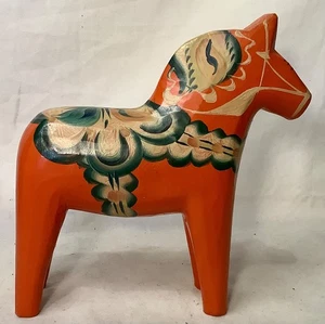 Altes handbemaltes handgeschnitztes schwedisches Dalapferd 6 Zoll - Bild 1 von 6