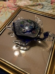MURANO STIL KUNST GLAS KOBALT MILLEFIORI AVENTURIN MEERESSCHILDKRÖTE 6 3/4" SKULPTUR - Bild 1 von 7