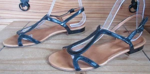 🌸 HOBBS LONDON BLACK LEATHER STRAPPY SLING BACK OPEN TOE SANDALS SHOES UK 5 🌸 - Picture 1 of 17