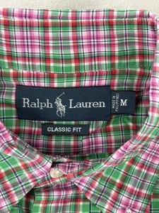 Camisa Ralph Lauren De Colección Para Hombre M Roja Verde Blanca Cuadros Calce Clásico Con Botones - Imagen 1 de 7