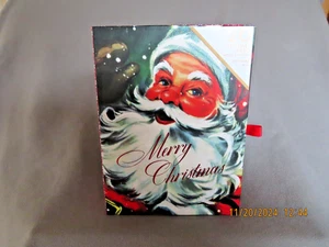 WEIHNACHTSKARTEN BOX MIT 20 MERRY CHRISTMAS MIT WEIHNACHTSMANN GESICHT - KARTEN IN ANDENKENBOX - Bild 1 von 5