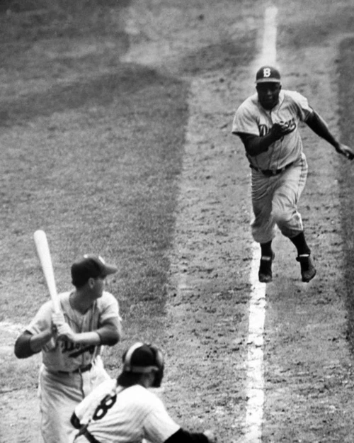 Brooklyn Dodgers JACKIE ROBINSON Glossy 8x10 Photo 1955 World Series Print - Image 1 of 1