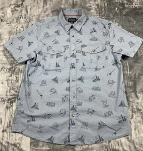Pendleton Button Up Shirt Mens L Blue Camping Outdoors Camp Short Sleeve Music - Picture 1 of 10
