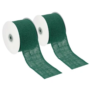 3" Wide 10 Yards Burlap Fabric Ribbon 2pcs Jute Crafts Roll Wrapping Green - Picture 1 of 5