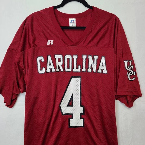 South Carolina Gamecocks Football Jersey Vintage Russell Size L Red USC #4 Nylon Cover