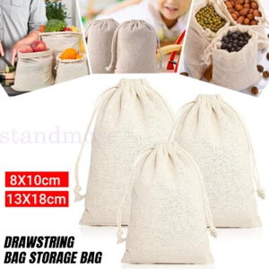 10-100PCS Drawstring Storage Bags Bulk Linen Calico Bags snack Tote Gift Bags AU - Picture 1 of 15