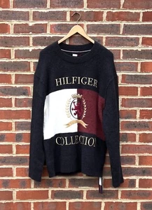 Tommy Hilfiger Alpaca HCM Fluffy Crest & Flag Jumper LARGE XL Sweater Wool Logo - Picture 1 of 10