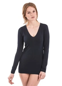 QNTY 3 Women's Long Sleeve V Neck V-neck 100% Bamboo Tshirt New with tags - Picture 1 of 1