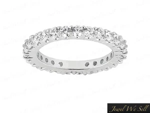 1.25Ct Round Diamond Shared Prong Eternity Wedding Band Ring 18k White Gold - Picture 1 of 3