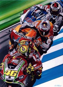 Valentino Rossi 122x91,5 cm Leinwanddruck von Moto GP Ölgemälde von Colin Carter - Bild 1 von 1