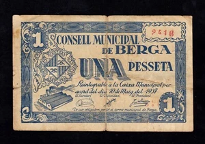 F.C. BERGA (BARCELONA) , 1 PESSETA , B/C+ . - Picture 1 of 2