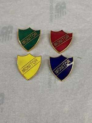 Monitor Shield School Pin Badge- Monitor Enamel School Badge-4 Different Colours - Image 1 of 2