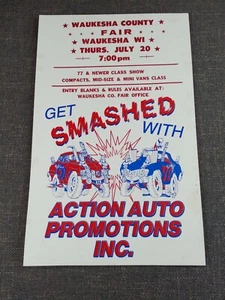 Póster de cartón de la feria del condado de Waukesha WI acción promociones automáticas - Imagen 1 de 2