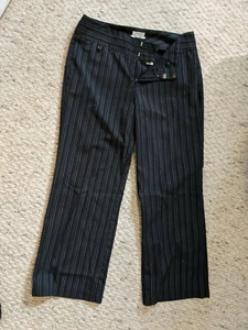 DOCKERS Petite Size 10P M Black Pinstriped curvy Dress Pants - Picture 1 of 7