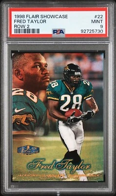 1998 FLAIR SHOWCASE ROW 2 #22 FRED TAYLOR PSA 9 MINT ROOKIE RC JAGUAR - Image 1 of 2