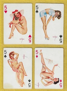 4 FÜNFer 5er ALBERTO VARGAS Vintage Pinup Spielkarten neuwertig blaue Rückseiten - Bild 1 von 3