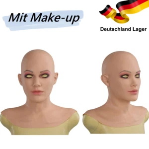 DE Stock Silikon Weibliche Kopfbedeckung Mit Make-up Für Männer Crossdresser - Bild 1 von 12