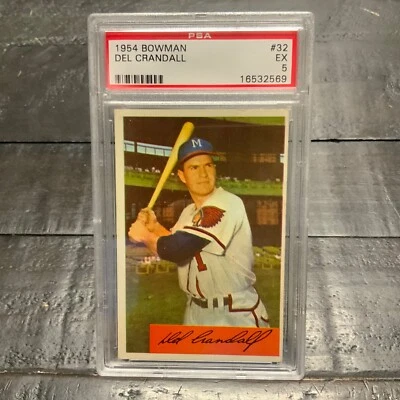 1954 Bowman Del Crandall #32 *Braves* PSA 5 EX - Image 1 of 2