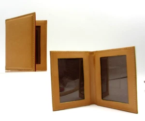 Faltrahmen MINI für zwei 2x3" Fotos natürliches VACHETTA Leder - Bild 1 von 8