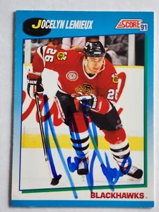 1991-92 Score JOCELYN LEMIEUX Signed Card #447 - Bild 1 von 2