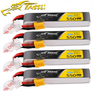 4X Tattu 95C 550mAh 7.6V HV 2S Lipo Batería Larga XT30 Enchufe Para FPV Drone de Carreras Foto 1 de 4