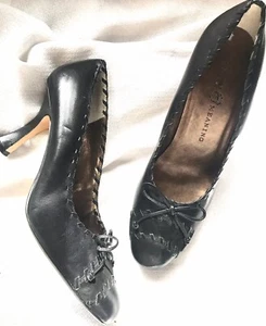 VERO SIGNIFICATO donna nero PELLE ELEGANTE stiletto punta TONDA TACCO 7,5 37,5 USATO IN OTTIME CONDIZIONI - Foto 1 di 7