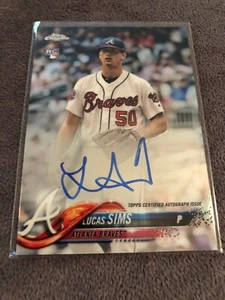 2018 Topps Chrome Lucas Sims Atlanta Braves Rookie Auto Card #RA-LS - Picture 1 of 2