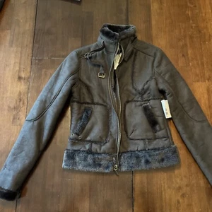 Abrigo Chaqueta Mujer Gamuza Presidio Piel Forrado B By Burton Nuevo Con Etiquetas Talla S - Imagen 1 de 9